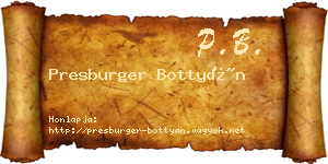 Presburger Bottyán névjegykártya